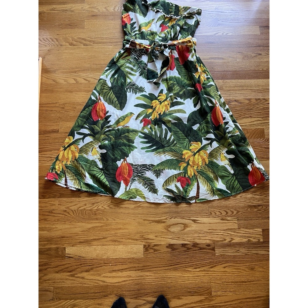 Farm Rio Mixed Flowery Madi Colorful Ruffle‎ One Shoulder Slip Dress Size Med - Picture 9 of 16